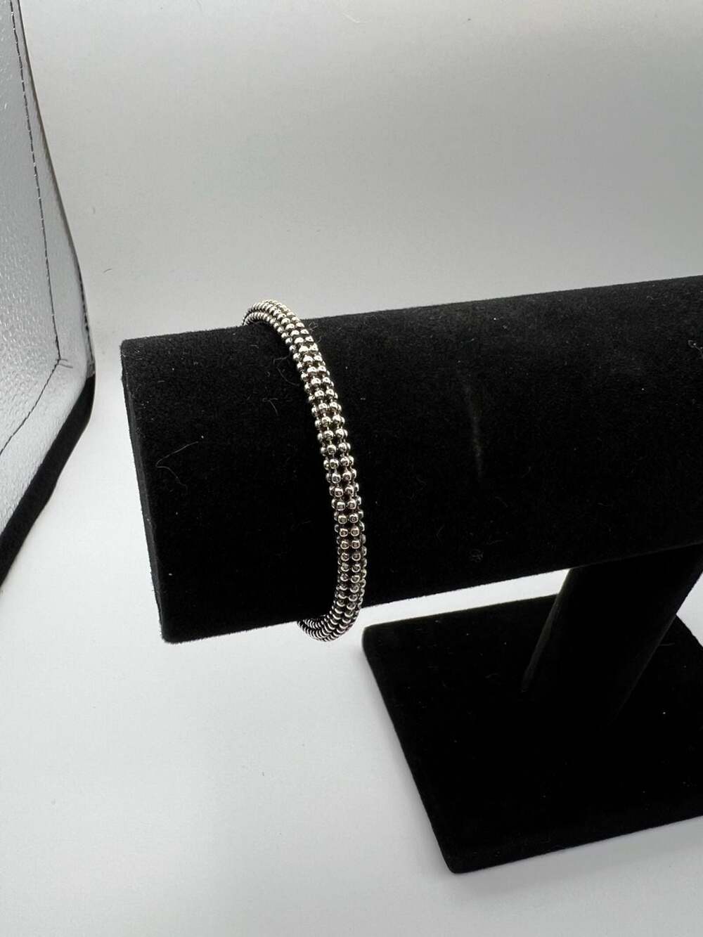KC Italy 925 Sterling Silver Beaded Mesh Bracelet 7 Inch